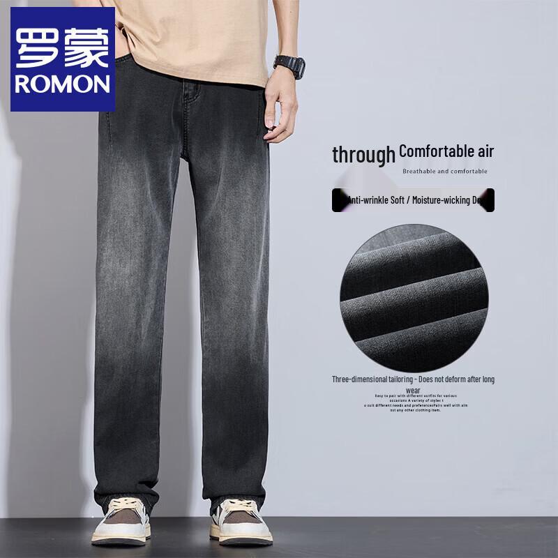 

Men s Summer Ice Silk Loose Straight Jeans L