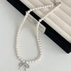 Bows Pearl Necklace Simple Simple Bow Accessories New Retro Simple Bow Earrings