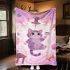 1pc Cat Coffee Outdoor Flannel Blanket Soft Warm All-Season Throw for Sofa Bed Car Camping Office, Cozy Gift Idea1215S