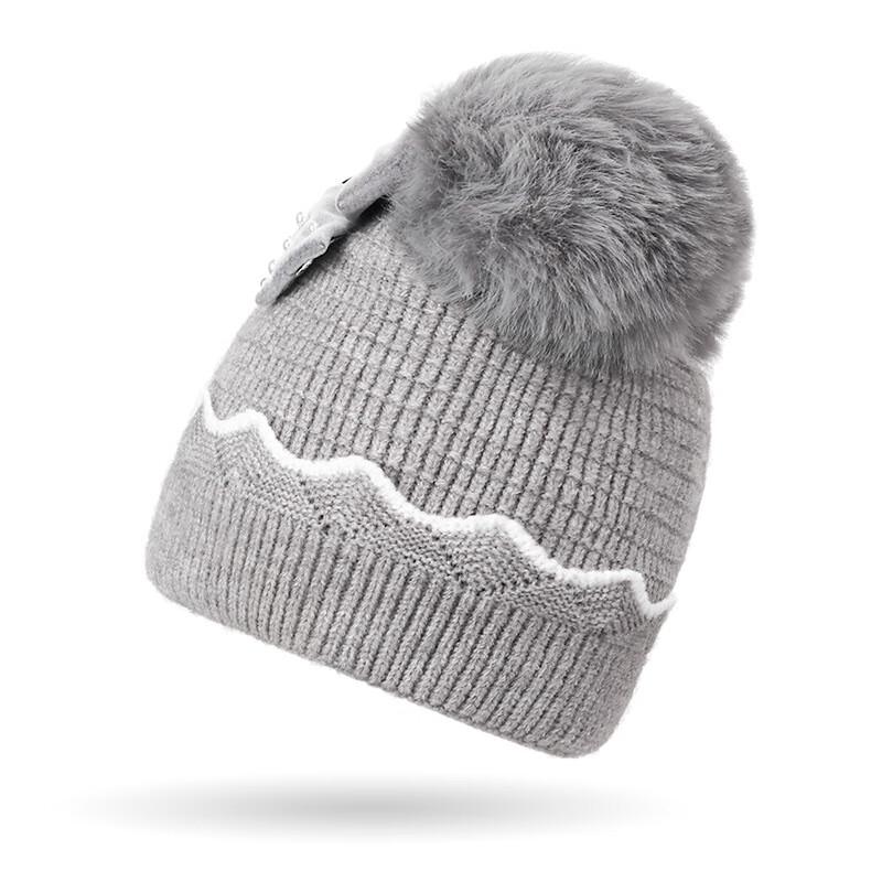 Girls' Winter Bow Double Pom-Pom Knitted Beanie