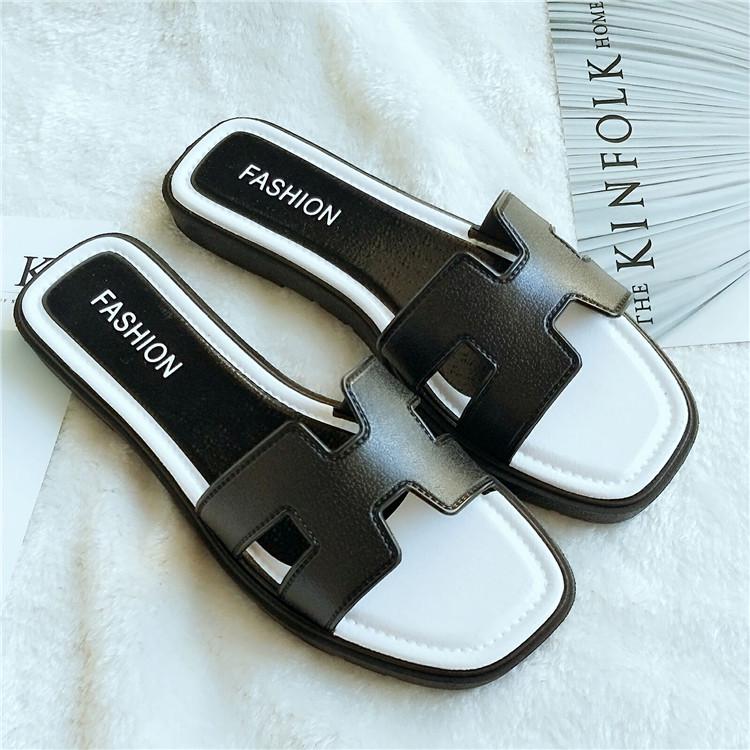 

Летние классные тапочки для женщин, модная верхняя одежда, корейские плоские тапочки с мягкой подошвой, цельные женские классные тапочки, уличные тапочки 36