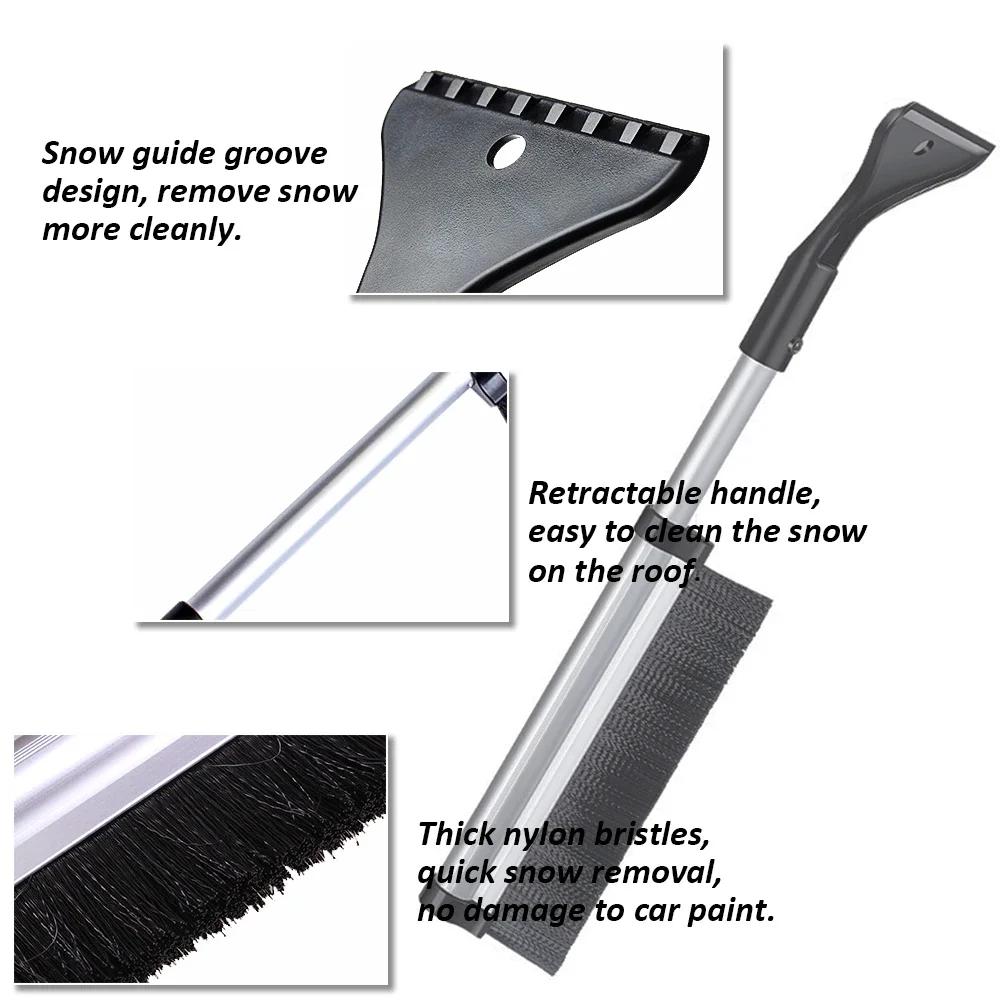Extendable Car Windshield Ice Scraper & Snow Brush for Winter Auto Glass Cleaning
