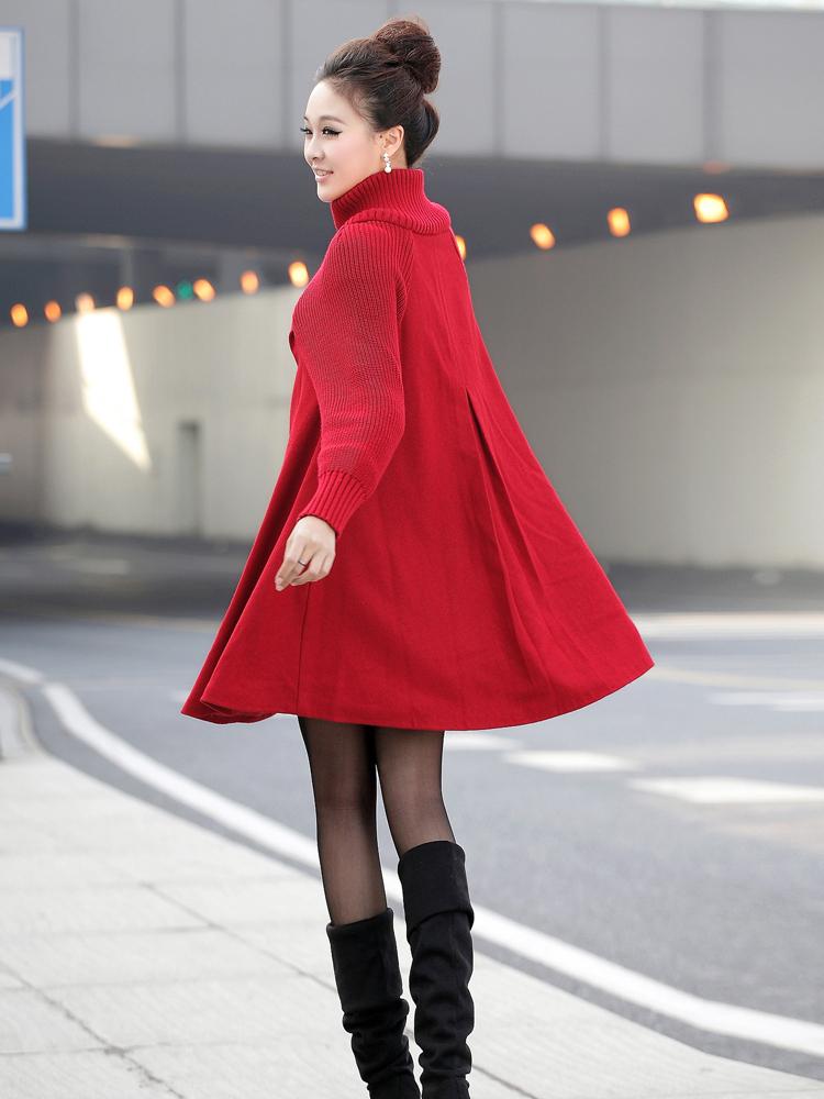 Autumn and Winter New Solid Color Plus Size Women's Button Up Version, Medium To Long Loose Coat, Cloak, Windbreaker