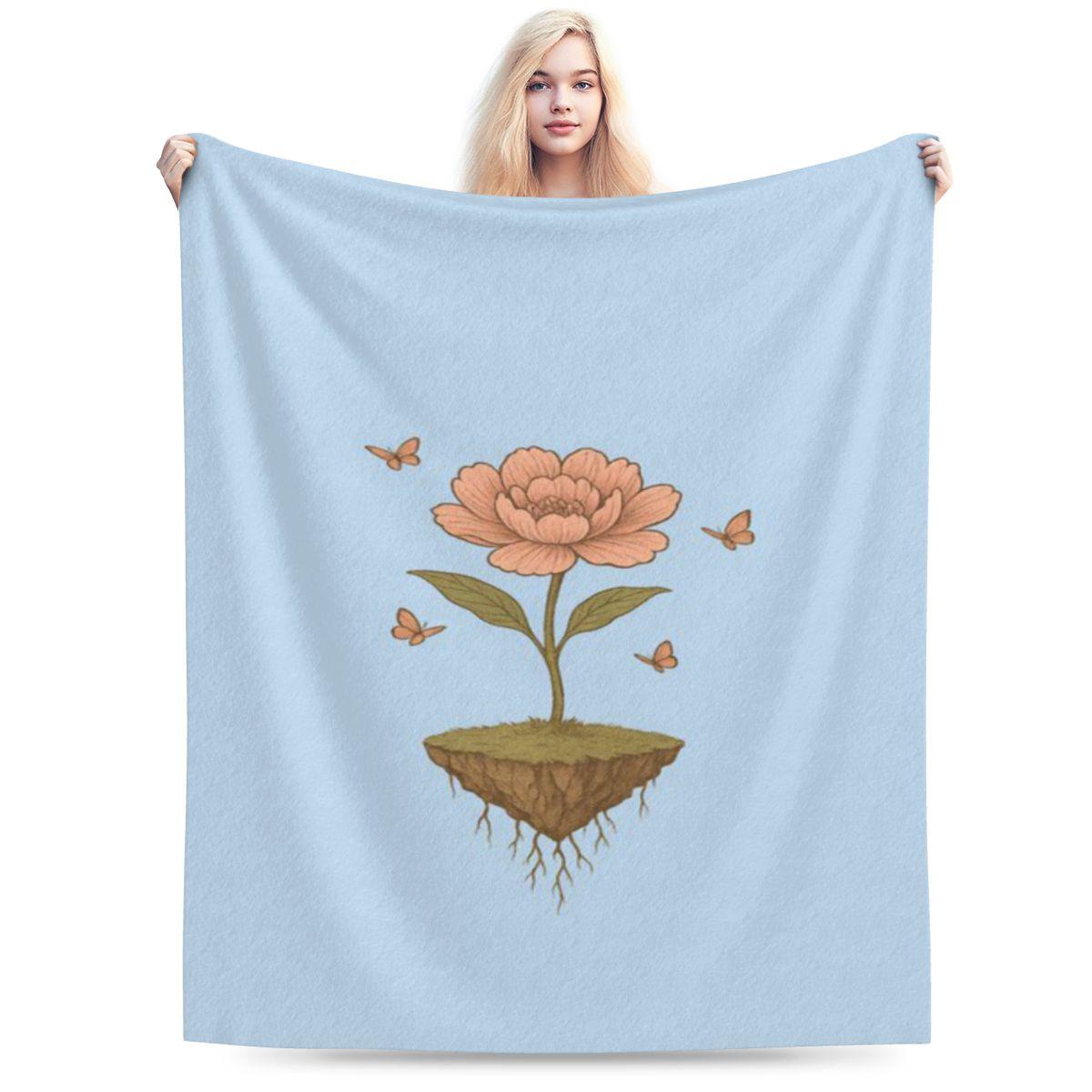 Floating Bloom Island Surreal Flower On A Dreamy Floating Island Personalized Warm Party An UltraSoft Micro Fleece Blanket 75x100cm 30x40in