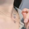 Cute Sweet Pink Bow Necklace Ladies Fashion Sparkling Rhinestone Heart Shape Pendant Clavicle Chain Delicate Wedding Accesories