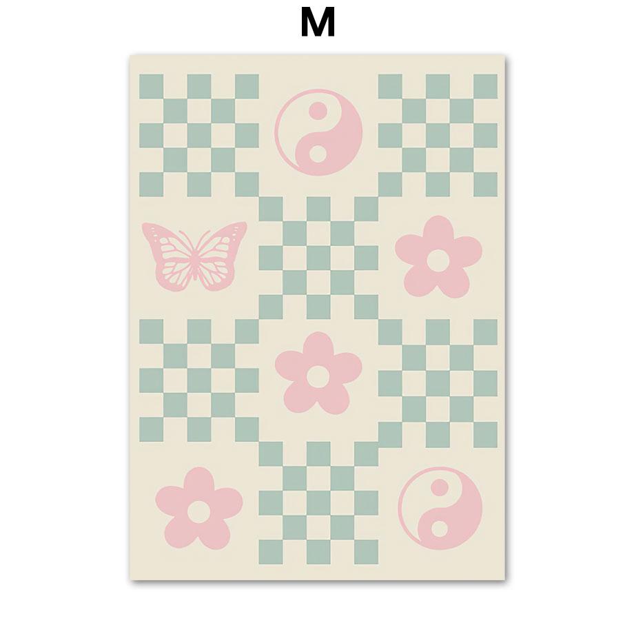 

Красочные пастельные принты плакатов вишневый плед любовь цветок бабочка детская настенная живопись печать холст настенные панно домашний декор A4 21X30cm No Framed