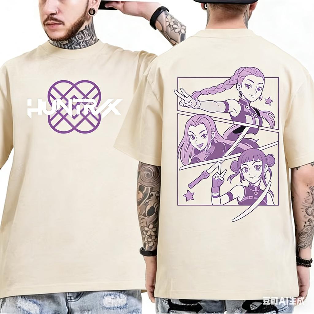 KPop Demon Hunters Rumi Huntrix Saja Boys Tshirt 2026 Summer Mens Womens Luxury Fashion Cotton Tshirt Street Y2K