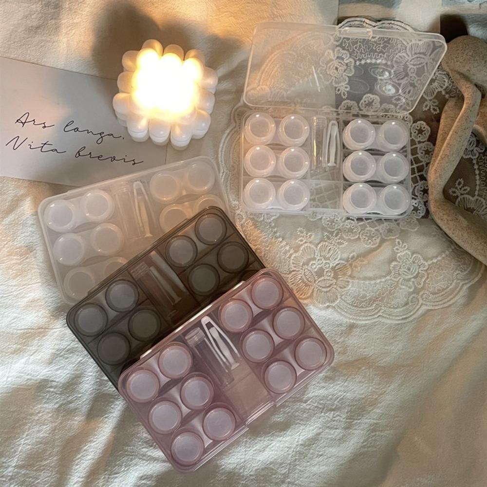 6 Pairs/Set With Tweezer Stick Contact Lens Case Soak Container Travel Case Lenses Box Beauty Pupil