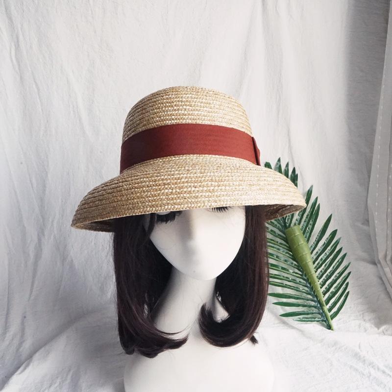 

Women s Wide-Brimmed Sun Hat with Ribbon Band Straw Hat Ladies Cloche Summer Hat Dome Bucket Beach Hat