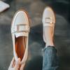 Shoes For Women Black Luxury Leather Casual Woman Pumps Square Heels Round Toe E Genuine Mark Wholesale Elegant Dress Chic Point