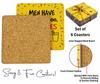 Inkdotpot Set of 6 Drink Coasters Easy Clean 4 Inch Square  Coasters  Cork Base-  Reusable- Funny Bachelor