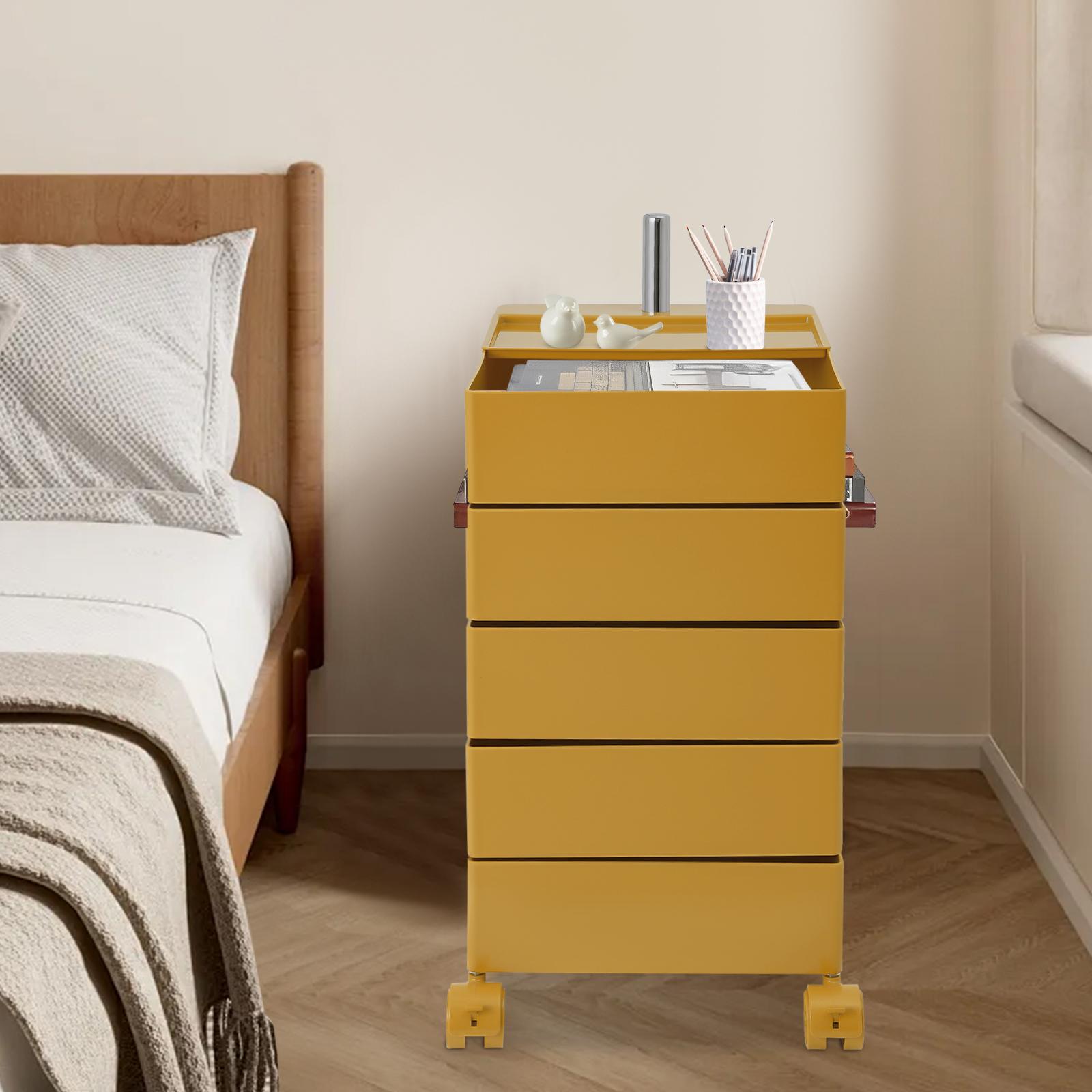 

5 Tiers 360° Rotating Sofa Side Metal Cabinet,White/Orange/Khaki/Yellow Freestanding Storage Rack 41.5*31.5*61cm for Kitchens жёлтый