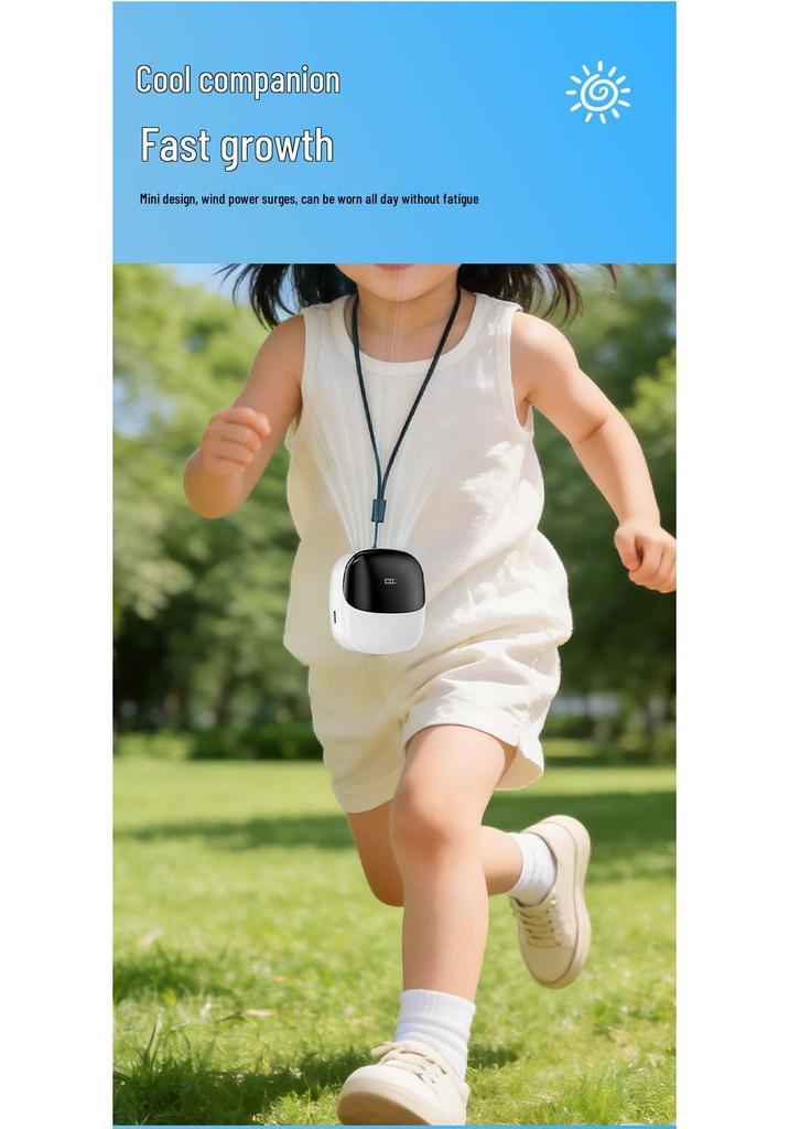 Neck and Waist-Hanging USB Mini Fan with Digital Display