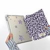 Purple Leopard Print Star Y Folding Sticker Tablet Protective Case for iPad 11 Inch Transparent iPad Pro with Pen Slot