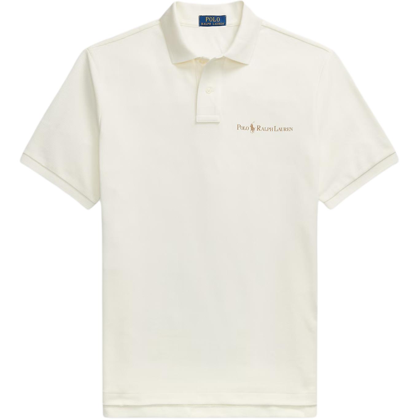 

Polo Ralph Lauren Однотонная футболка-поло с логотипом, короткий рукав, мужские топы, кремовый, 100007837 XL