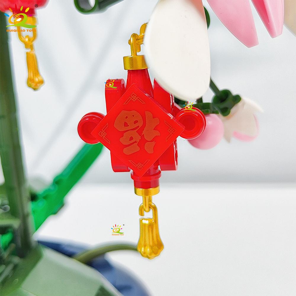 Non-Toxic 587Pcs Moc Orchid Flower Potted Series Building Blocks Bouquet Model Bricks Set Toy For Children Desk Home Decoration