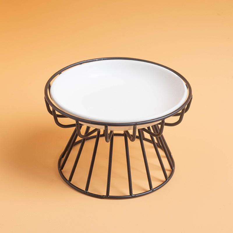 Ceramic Elevated Pet Bowl With Stand For Cats Dogs Food Water Feeder Anti Vomit Slow Feeding Design Outdoor Indoor Use