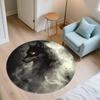 Black and White Wolf,Round Area Rug,Carpet Rug for Living Room Bedroom Sofa Playroom Decor,Non-slip Floor Mat