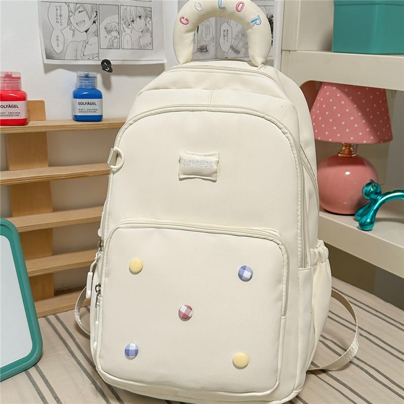 Cute Light Blue Backpack with Padded Top Handle Front Zipper Pocket Adjustable Straps Casual School Bag