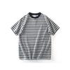 American-Style Striped Short-Sleeve T-Shirt for Men, Summer 2024 New Trendy Brand Base Shirt, Export Casual Tee
