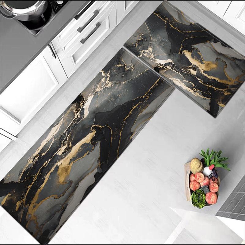 Abstract Print Kitchen Rugs For Floor Soft Bedroom Bedside Mat Bathhroom Mat Set Sponge Absorbent