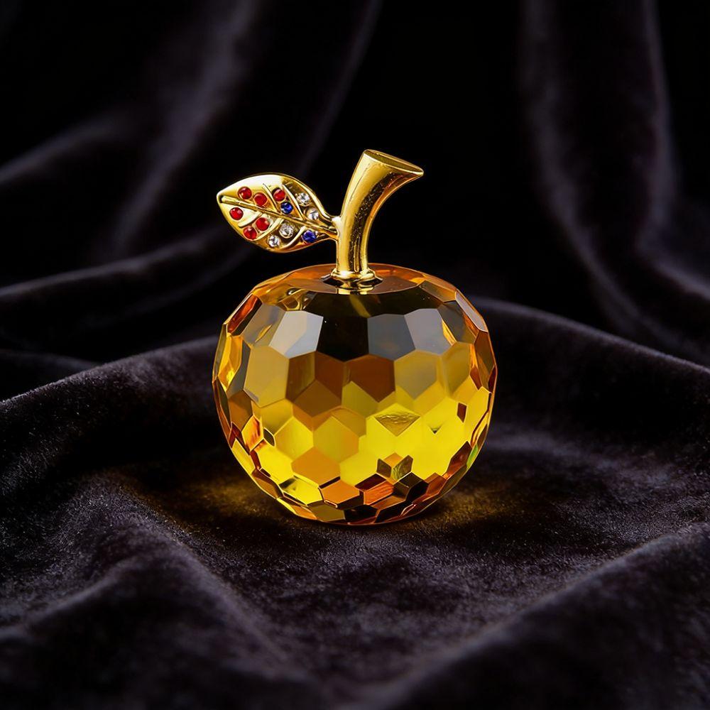 Crystal Glass Fruit Figurines Realistic Design 3D Desktop Ornament Art Chic Fruit Collectible Figurines Kitchen Tabletop