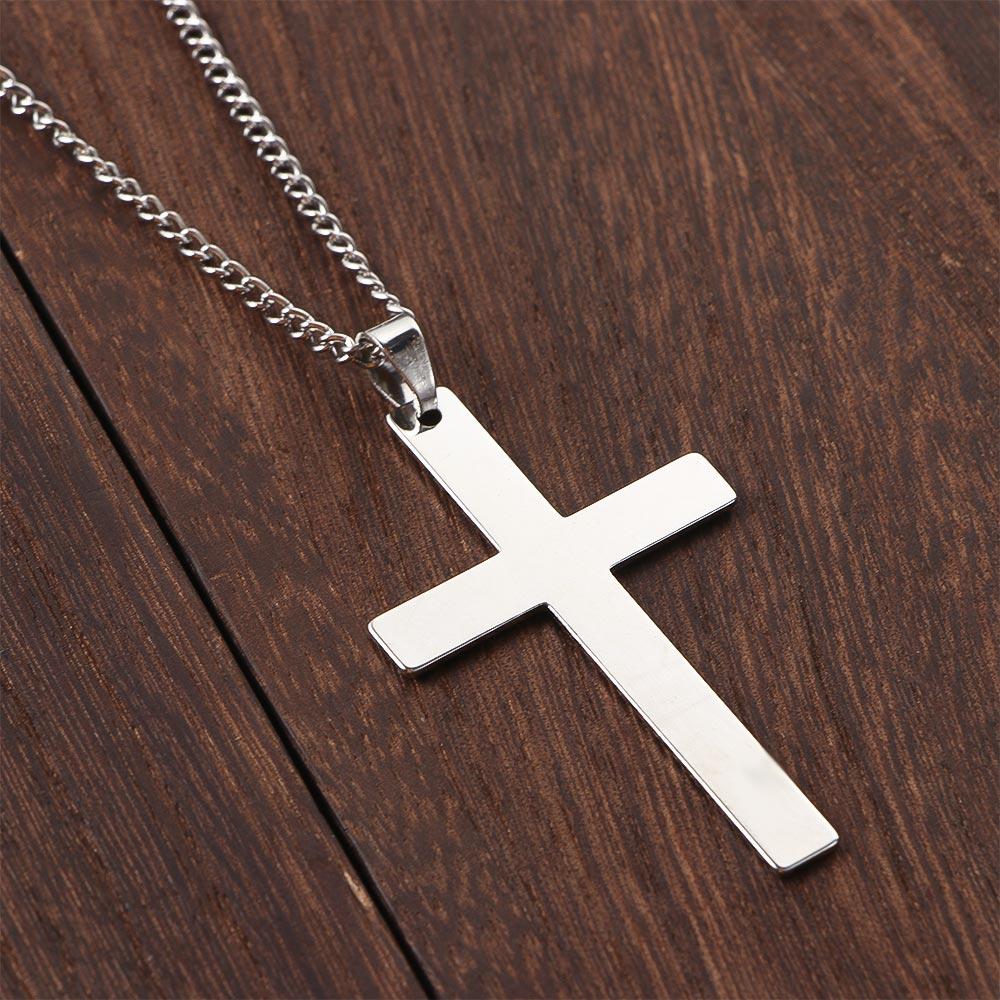 Men Steel Color Metal Minimalism Black Necklaces Cross Pendant Cross Necklaces Clavicle Chains