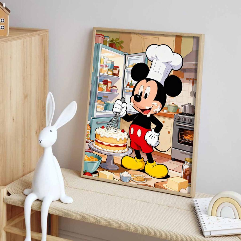 Disney Diamond Painting Kit DIY Round Home Wall Decor Adult Handmade Gift Mickey Baking Cake Art