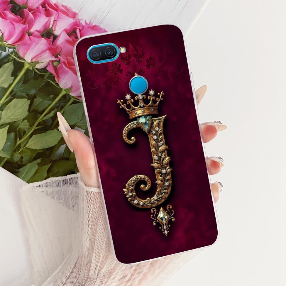 Transparent For Oppo A12 Case Cover Luxury Crown Aesthetic A-Z Letters 2D Flat Pattern Soft Casing For Oppo CPH2083 CPH2077