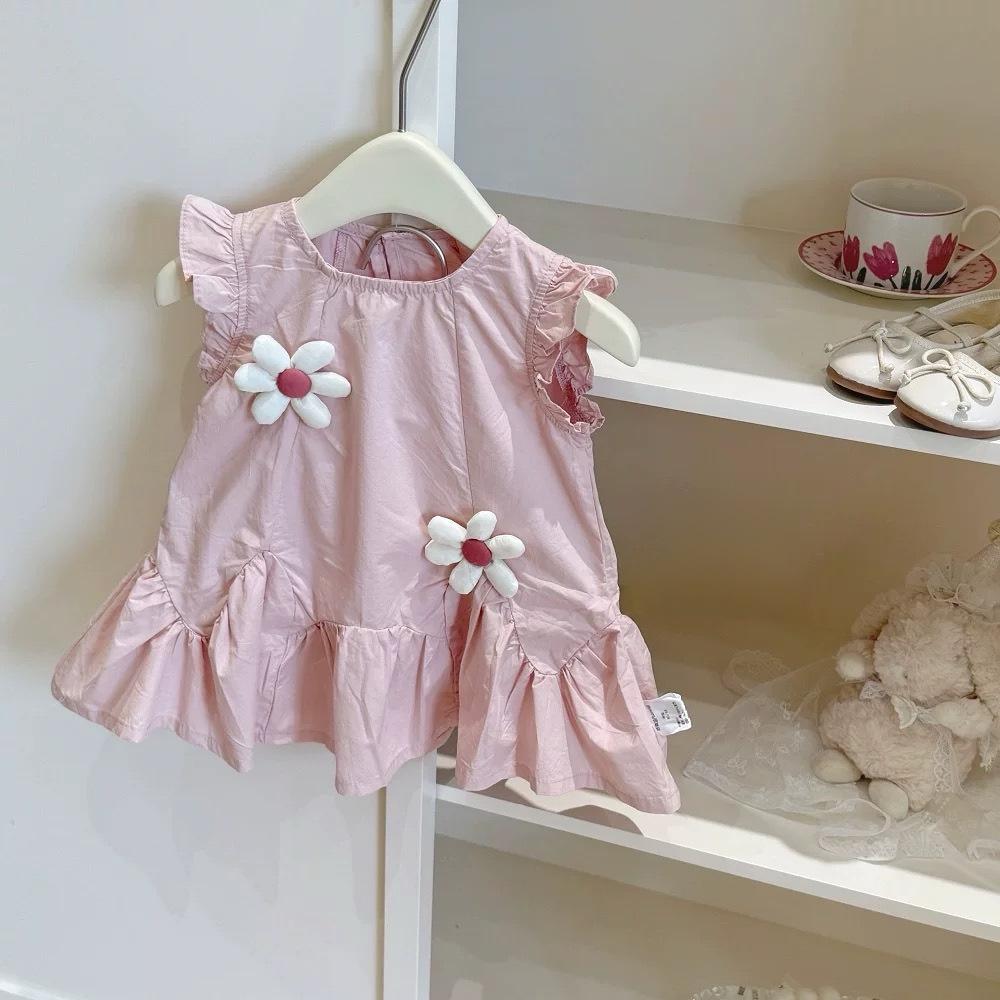 Girls Summer Cotton Sleeveless Princess Dress Cute Baby Party Gown Elegant Kids Vest Dress For Toddler Children