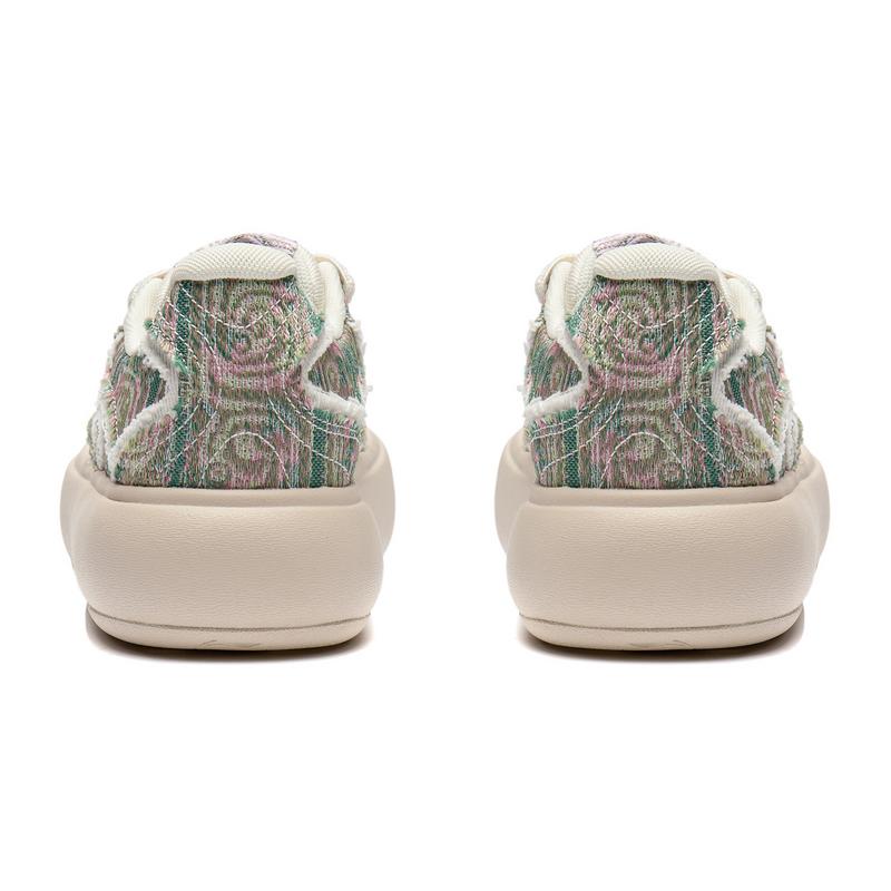 New LiNing Puff Platform Anti Slip Wear Resistant Low Top Skateboard Shoes Women's Green AZGU012-7