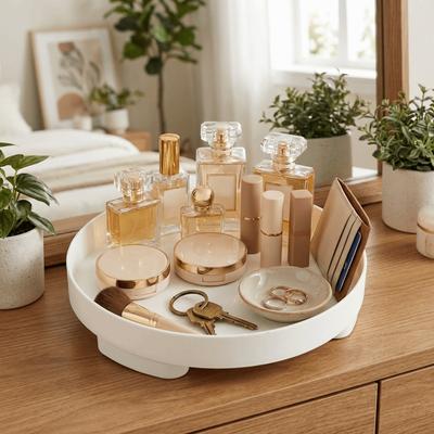 Nordic Style Round Storage Tray Minimalist Simple Jewelry Display Tray Plastic Household Desktop Sundries Organizer Bathroom