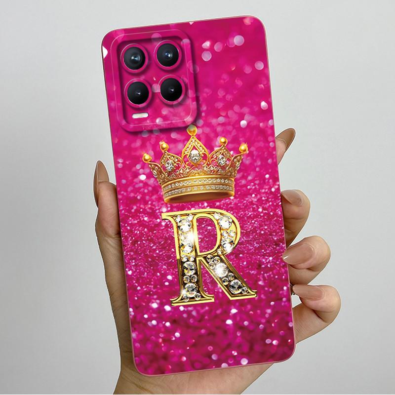 For Realme 8 Pro RMX3085 RMX3081 Fashion Initial Letter Couple Phone Case for Realme8 8Pro 4G Soft Silicone Protective Casing