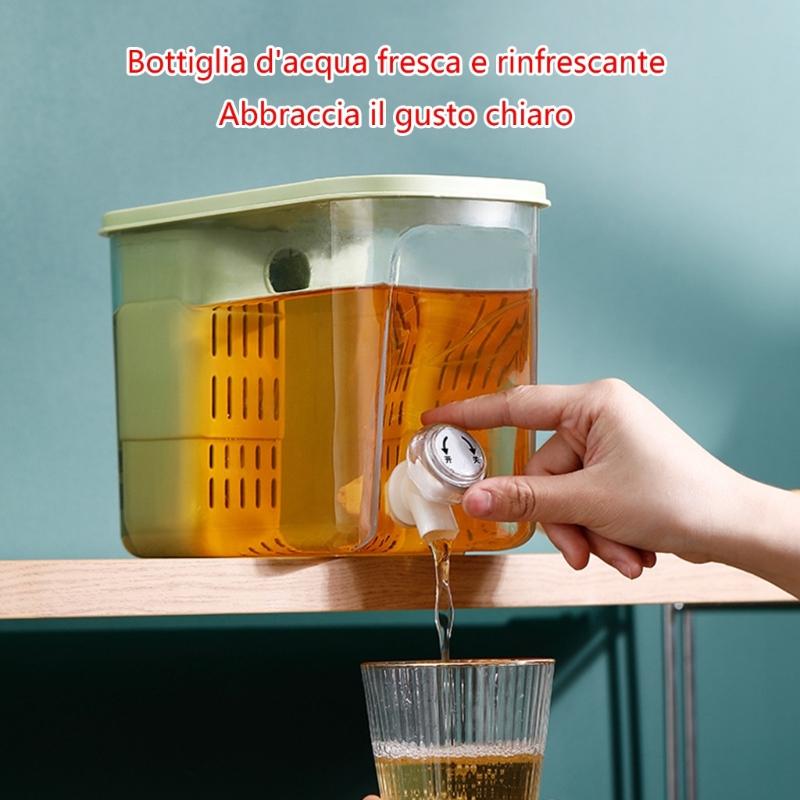 5800ML Juice Container Refrigerator Cold Kettle Drinkware Bucket with Faucet Beverage Dispenser with Filter PP Material