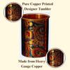 Printed Copper Glass Tumbler, 275 ML, Set of 4, Blue Drinkware & Serveware for Home, Ayurveda Benefits, Stylish Design for Healthy Living