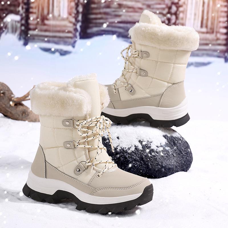 Damskie wszechstronne śniegowce z podszewką z polaru: Ciepłe, antypoślizgowe, pogrubione na jesień i zimę, moda outdoorowa.