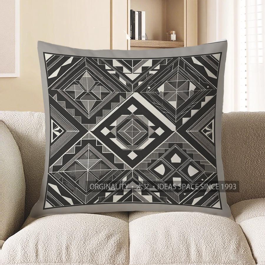 2D Geometric Pattern Black And White Pillow Covers Pattern Cushion Cover Suitable For Sofa Bedroom Car Pillow Cover