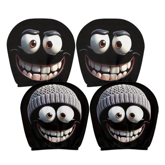 Funny Car Prank Gifts 4 Pcs Halloween Headrest Covers, Creepy Ghost Face Seat Decorative Protectors Protector, Universal Auto Decor for