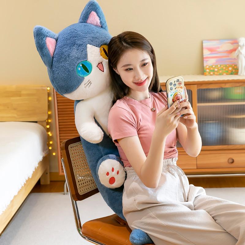 Shark cat doll throw pillow creative abnormal pupil shark cat plush toy big cloth doll girl long leg doll