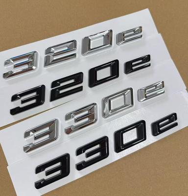 ABBY1 1X Nouveau Style ABS Chrome Noir Brillant 320e 330e Lettres Badges Emblèmes Autocollant Badge Coffre