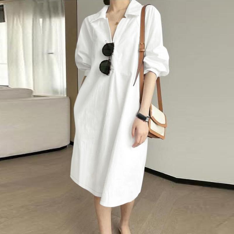 

ZANZEA Женское повседневное платье-рубашка с отложным воротником и рукавом 3/4 5XL