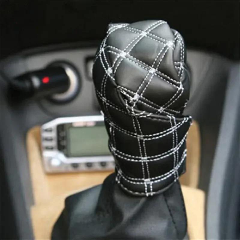 2 in 1 Set Car Faux Leather Gear Shift Knob Cover Hand Brake Cover Sleeve Car Interior Protect Cover Accessories New