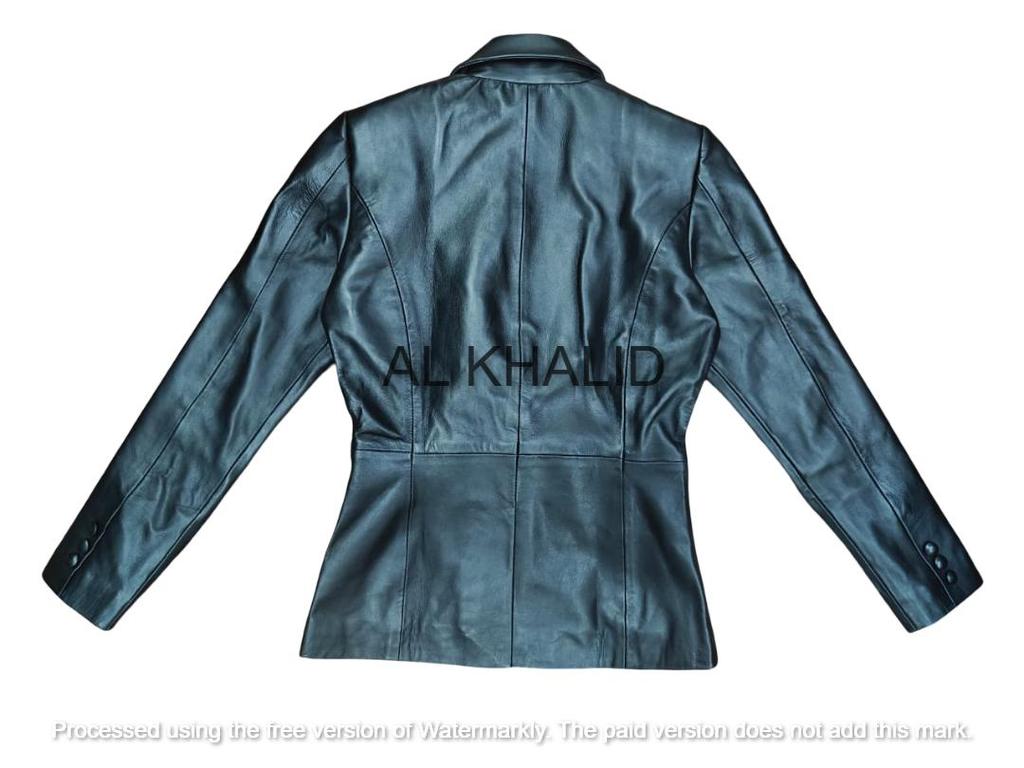 AL KHALID Handmade Genuine Lambskin Leather Black Women's Blazer Designer Formal Casual