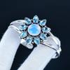 Milky Opal Gemstone Handmade Cuff Bangle 925 Sterling Silver Cuff Bangle, Blue Topaz Flower Shape Bracelet For Wife, Unisex Bangle, Love Gift