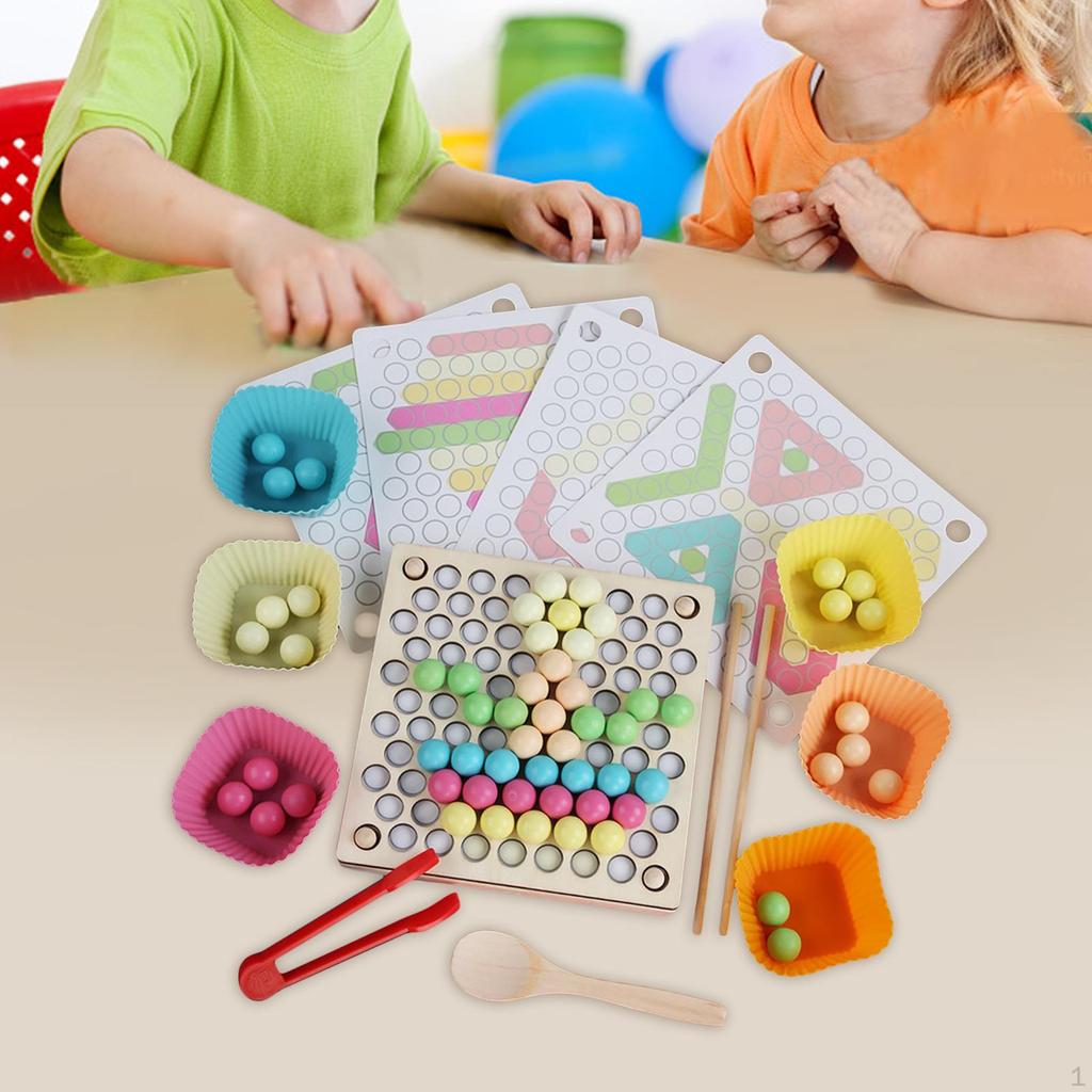 Fine Motor Toys with Rainbow Beads Educational for Game Interaction Matching