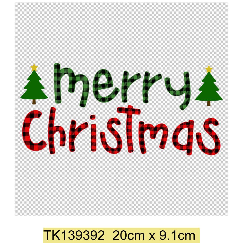 Christmas Tree Deer Heat Transfer Adhesive Patches T-Shirt Appliques Clothes Children's School Bag Decoration Print Holiday Gift