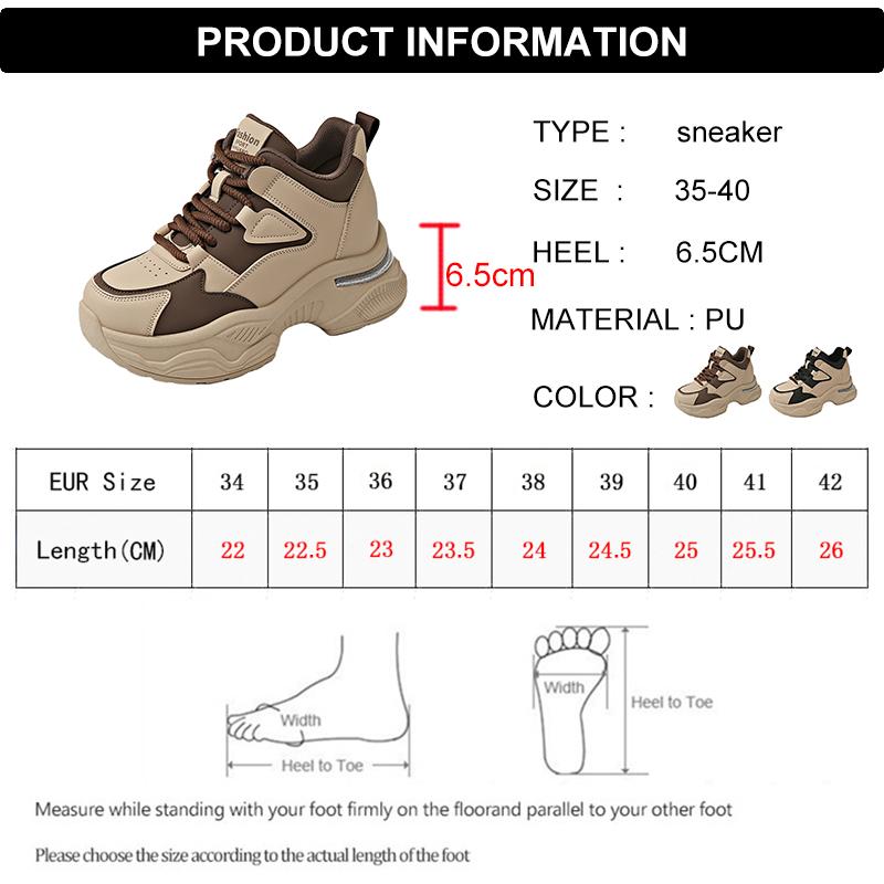 Fashion Chunky Platform Women Sport Sneaker Lace-Up Thick Bottom Vulcanize Shoes Woman Spring Autumn Pu Leather Breathable Running Shoes
