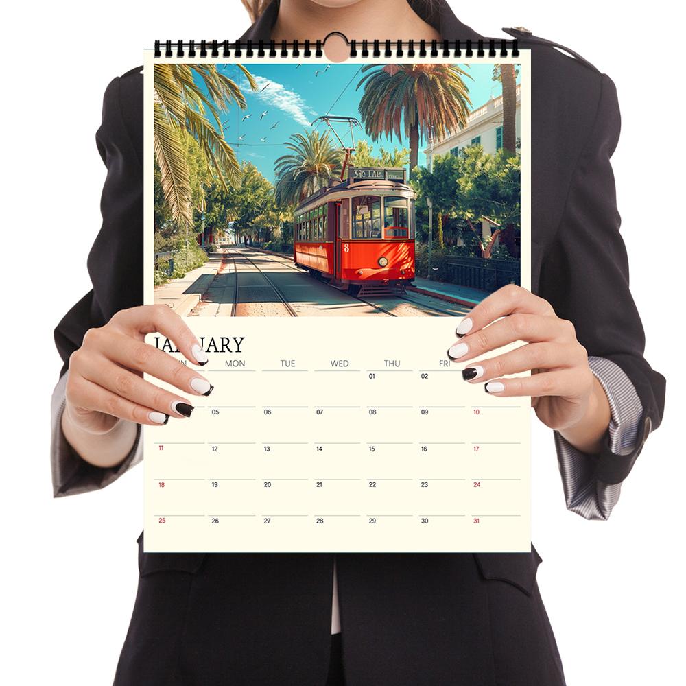 1pc, 2026, City Scenery Wall Calendar, Famous Landmarks & Architecture Series, 12 Designs, Wall Calendar, Birthday, Christmas