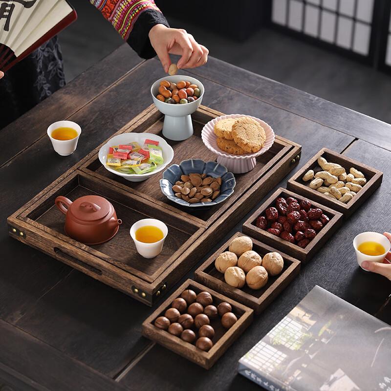 Japanese Style Seven-Compartment Wooden Tea Snack Tray