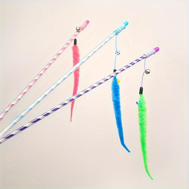 Caterpillar Style Colorful Long Rod Cat Teaser Stick, Cat Entertainment Interactive Toy